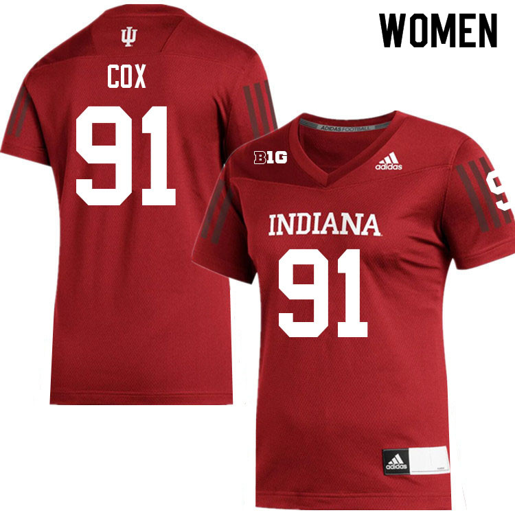 Women #91 LeDarrius Cox Indiana Hoosiers College Football Jerseys Sale-Crimson